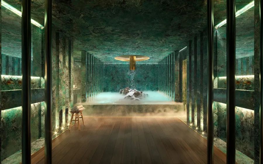 Der Wellnessbereich soll verschiedene Angebote bieten. Darunter eine alpine Sauna und eine Schneedusche. (Visualisierung)