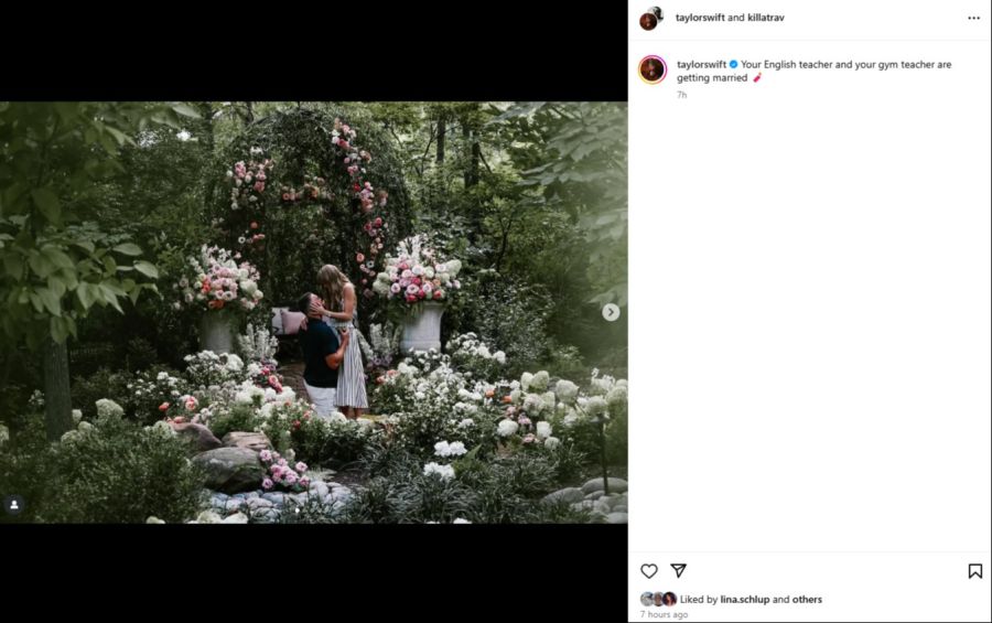Taylor Swift hat Bilder von ihrem Verlobungsshooting mit Travis Kelce auf Instagram geteilt.