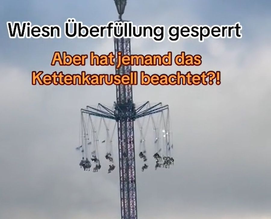Doch das Chaos auf der Wiesn endet nicht bei der Überfüllung – 32 Personen sitzen eine Stunde lang in 80 Metern Höhe fest.