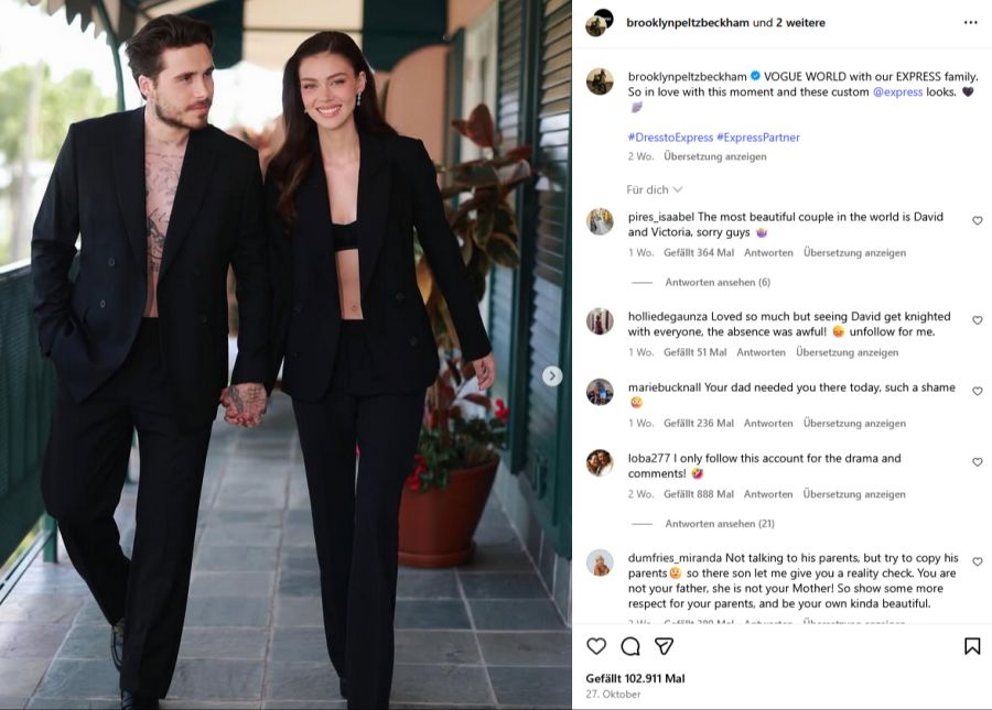 Eine Versöhnung ist laut einem Insider nicht in Sicht - solange Brooklyns Eltern sich nicht entschuldigen.