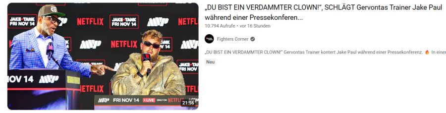Auf Deutsch wird Yotuber und Boxer Jake Paul so zum «verdammten Clown» ...