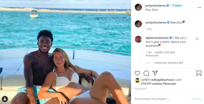 Alphonso Davies brauchte seine Zeit, bis er seine Liebste fragte, ob sie mit ihm zusammen sein möchte. Jordyn Huitema Alphonso Davies