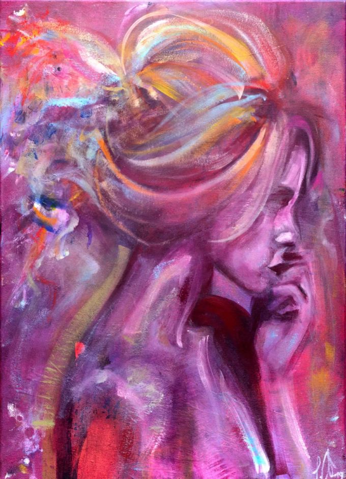 #nervous acrylic on canvas Frau in Pink