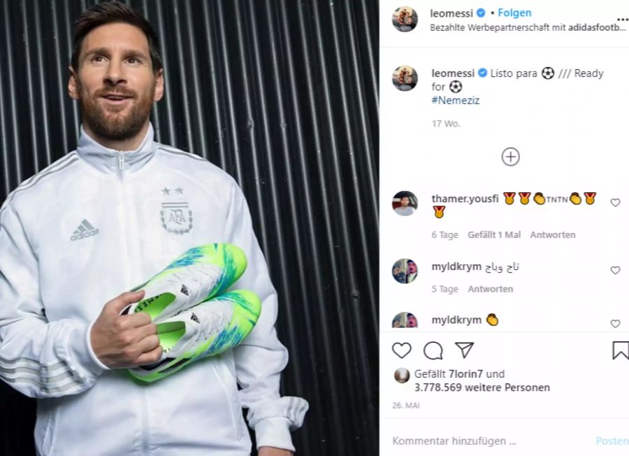 Lionel Messi trägt Adidas.