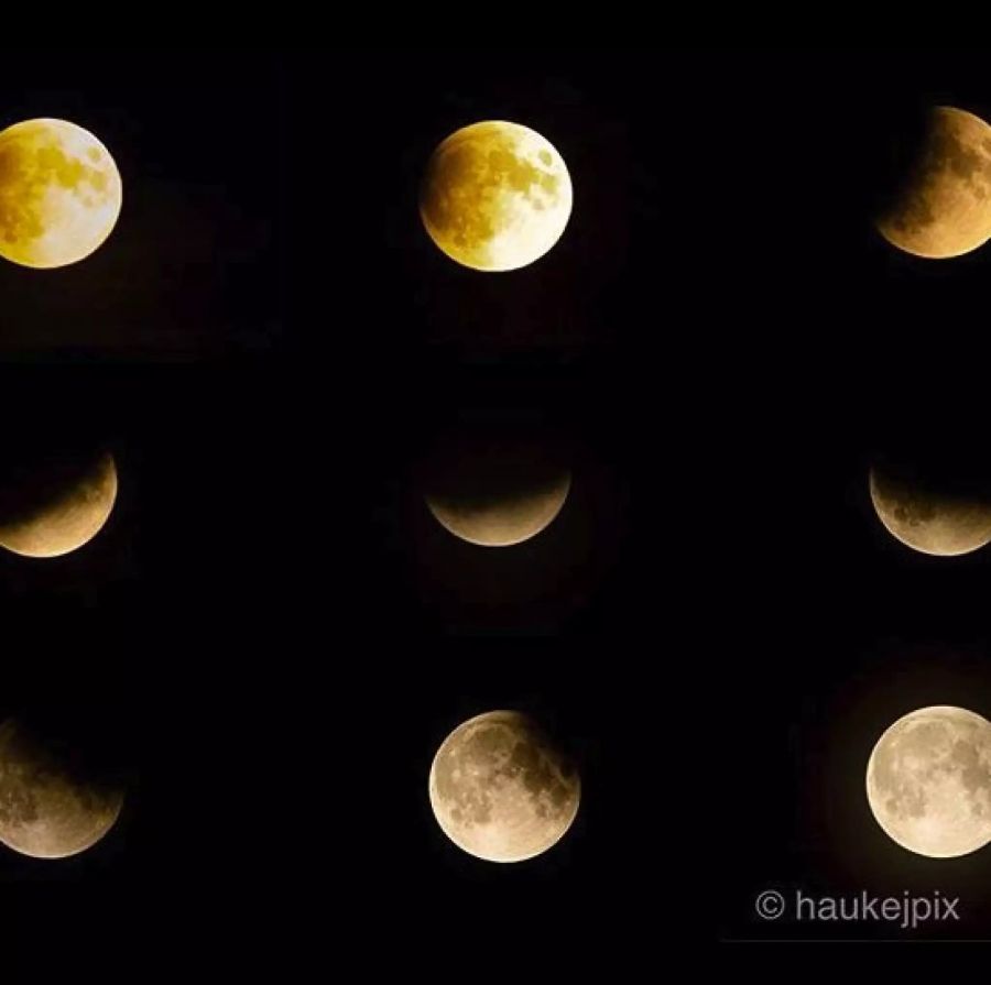 Die partielle Mondfinsternis aufgenommen in Bayersdorf (D).