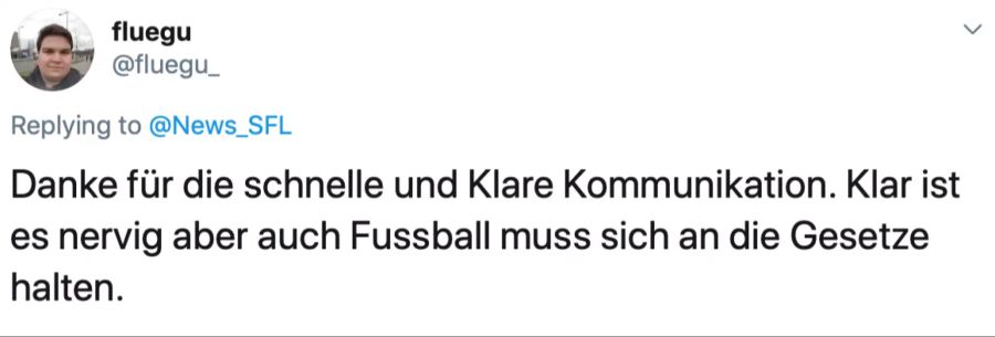 User «fluegu_» lobt die SFL für ihr schnelles Handeln.