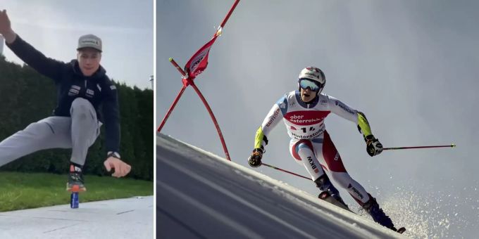 Dosen-Yoga - So vertreibt sich Ski-Ass Odermatt die Quarantäne-Zeit