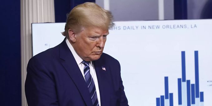 US-Präsident Donald Trump hat am Sonntag (Ortszeit) seine Zuversicht kundgetan, dass es bei den Coronavirus-Opferzahlen in den USA leichte Verbesserungen gebe. US-Präsident Donald Trump hat am Sonntag (Ortszeit) seine Zuversicht kundgetan, dass es bei den Coronavirus-Opferzahlen in den USA leichte Verbesserungen gebe.