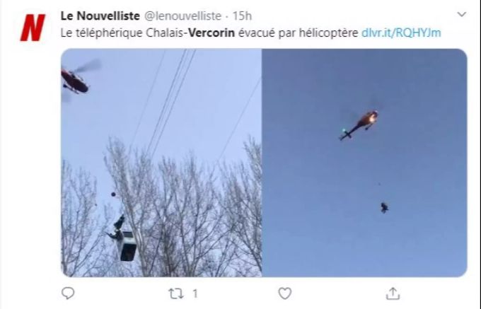 «Le Nouvelliste» berichtete von der defekten Seilbahn. Ein Augenzeuge filmte die Evakuation zwischen Vercorin und Chalais. Vercorin