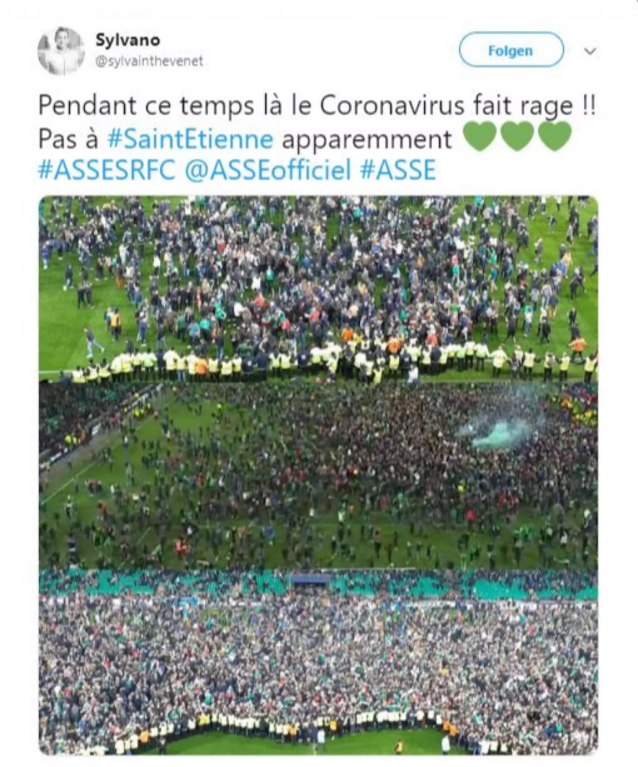 Der Platzsturm der St.Etienne-Fans sorgt wegen des Coronavirus für unzählige Twitter-Reaktionen.