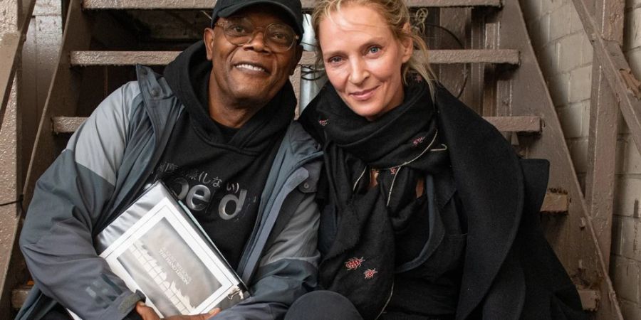 Samuel L. Jackson und Uma Thurman in New York.