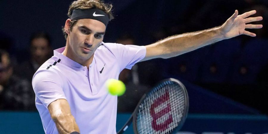 Federer an den ATP-Finals in London im Einsatz gegen Zverev.