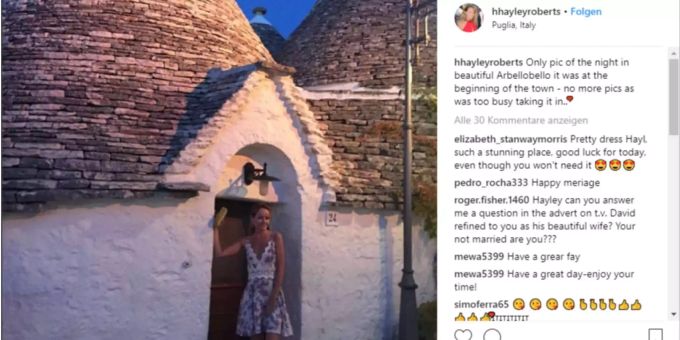 Der Instagram-Post von Hayley Roberts. Der Instagram-Post von Hayley Roberts.