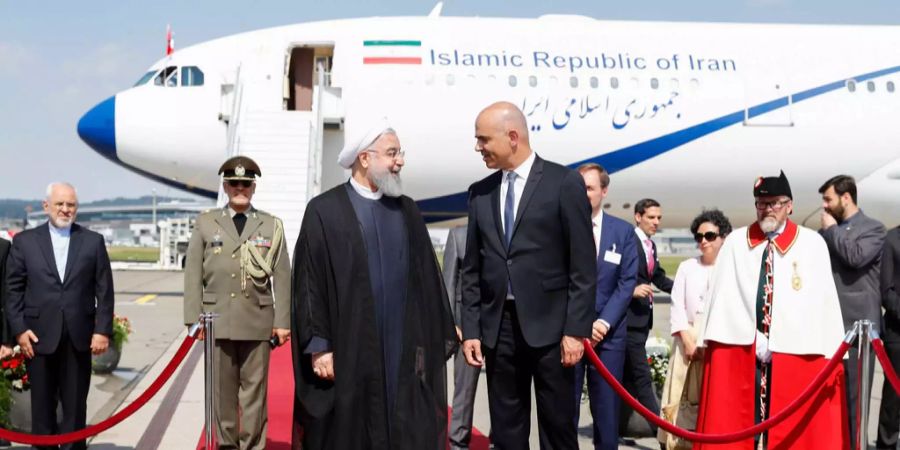 Bundespräsident Alain Berset hat am  Montag den iranischen Präsidenten Hassan Rohani empfangen.