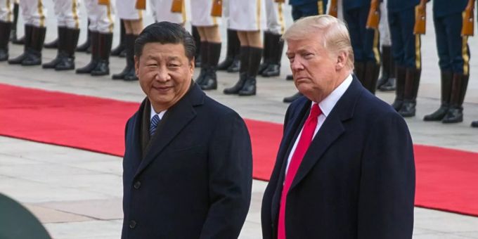 Chinas Präsident Xi Jinping und Donald Trump in Peking. (Archivbild) Trump Xi Jinping