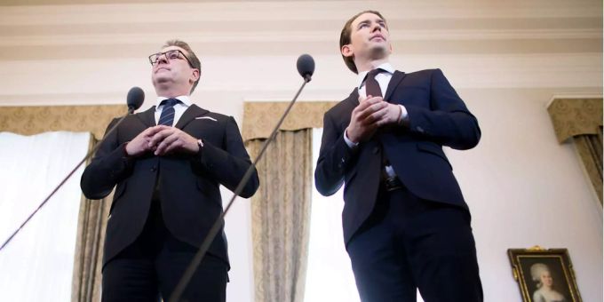 Heinz-Christian Strache (FPÖ) und Sebastian Kurz (ÖVP). Österreichische Volkspartei