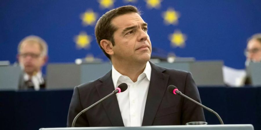 Alexis Tsipras, griechischer Ministerpräsident, spricht im Europäischen Parlament in Strassburg.