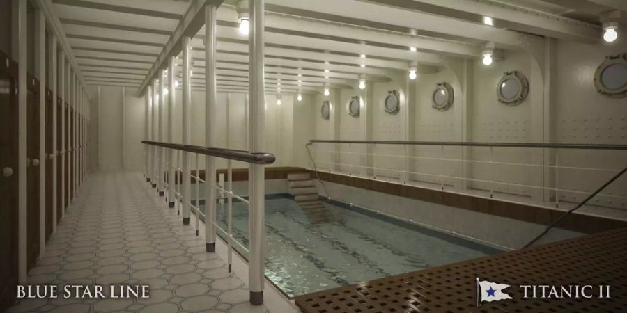 Auch der Indoor-Pool ist dem Original nachempfunden und soll die Passagiere in das Jahr 1912 zurückbringen.