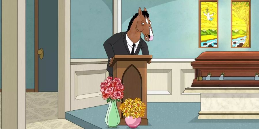 Bojack Horseman hält eine Trauerrede.