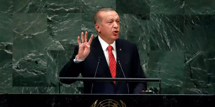 Recep Tayyip Erdogan, Staatspräsident der Türkei, spricht vor der 73. Generalversammlung der Vereinten Nationen im UN-Hauptquartier.