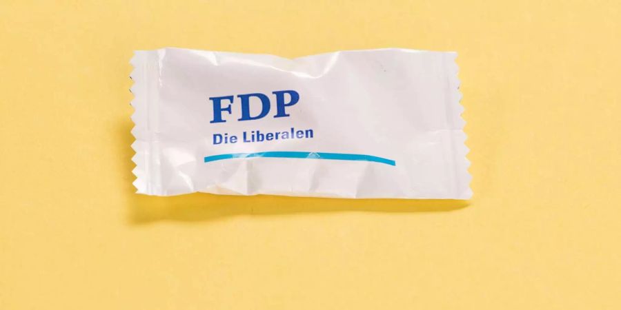 Ein Bonbon als Werbeartikel der FDP anlässlich der Eidgenössischen Parlamentswahlen 2015.