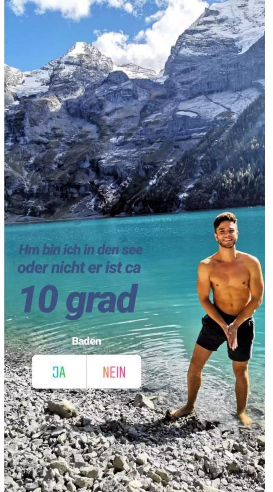 Der Berner badete an seinem Geburtstag im zehn grad kalten Bergsee.