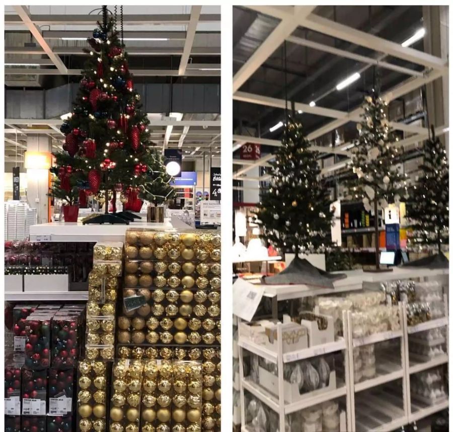 Am 21. September schon im Regal: Weihnachtsbäume bei Ikea.