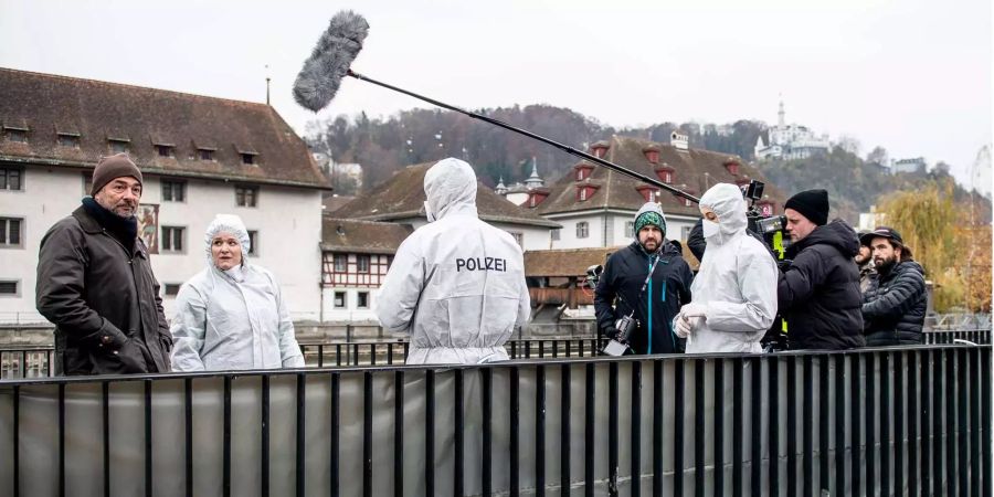 Stefan Gubser und die Filmcrew in Luzern.