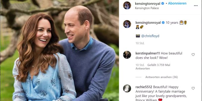 Herzogin Kate und Prinz William feiern bereits ihren zehnten Hochzeitstag. Prinz William