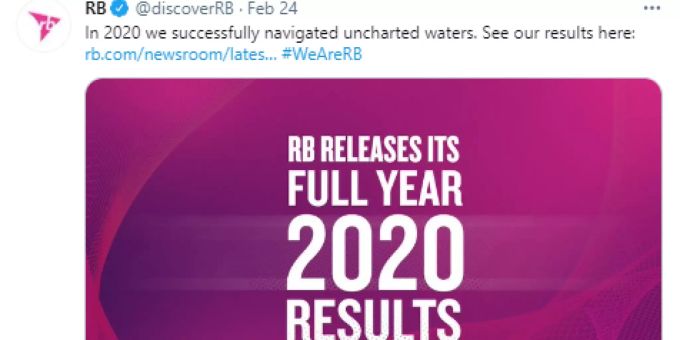 Reckitt Benckiser legt seine Zahlen für 2020 vor. reckitt benckiser