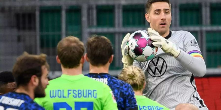 Hielt auch gegen Hertha sein Tor sauber: Wolfsburg-Keeper Koen Casteels. Foto: Swen Pförtner/dpa