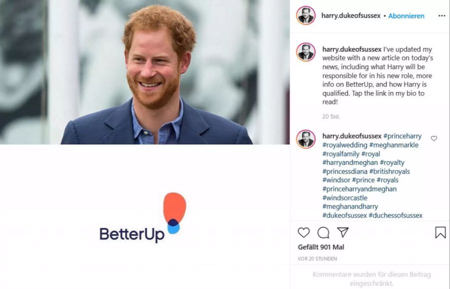 Prinz Harry arbeitet bei «BetterUp». Seine offizielle Position: «Chief Impact Officer».