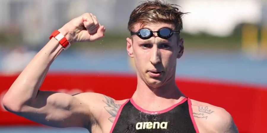 Dominierte das olympische Freiwasserschwimmen über zehn Kilometer: Florian Wellbrock. Foto: Oliver Weiken/dpa