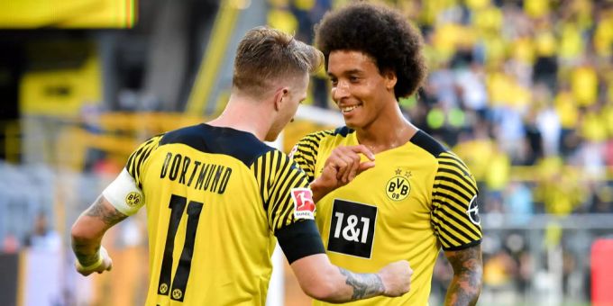 Dortmunds Axel Witsel (r) und Kapitän Marco Reus. axel witsel marco reus