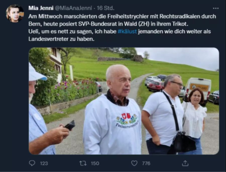 Mia Jenni (Juso) hat keine Lust mehr auf Ueli Maurer als Landesvertreter.