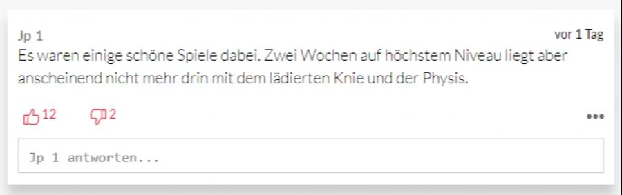 User «JP 1» sieht das Problem in der Physis und den Verletzungen von Federer.