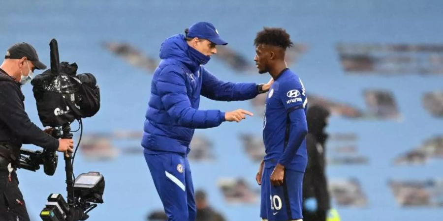 Ein Wechsel von Callum Hudson-Odoi (r) vom FC Chelsea zu Borussia Dortmund kam für Blues-Trainer Thomas Tuchel nie infrage. Foto: Shaun Botterill/PA Wire/dpa