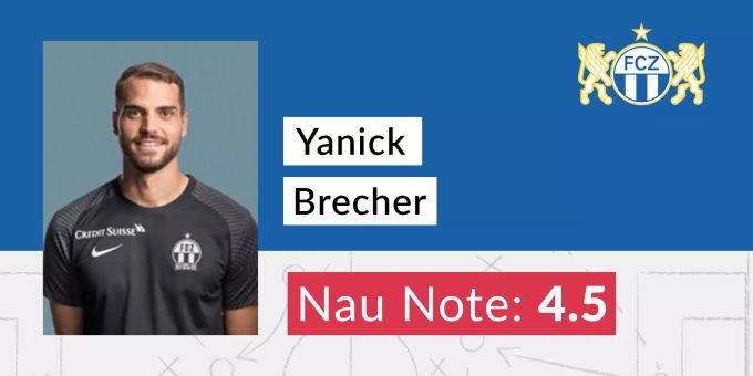 Die Note für Yanick Brecher vom FC Zürich. Yanick Brecher FCZ