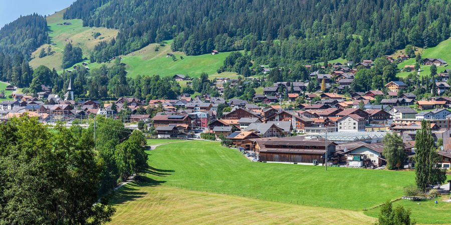 Blick auf Zweisimmen. - Simmental