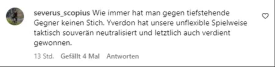 Dieser Fan sieht die «unflexible Spielweise» als Grund für die Pleite in Yverdon.