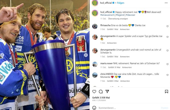 Der HC Davos verabschiedet Joe Thornton. Joe Thornton HC Davos