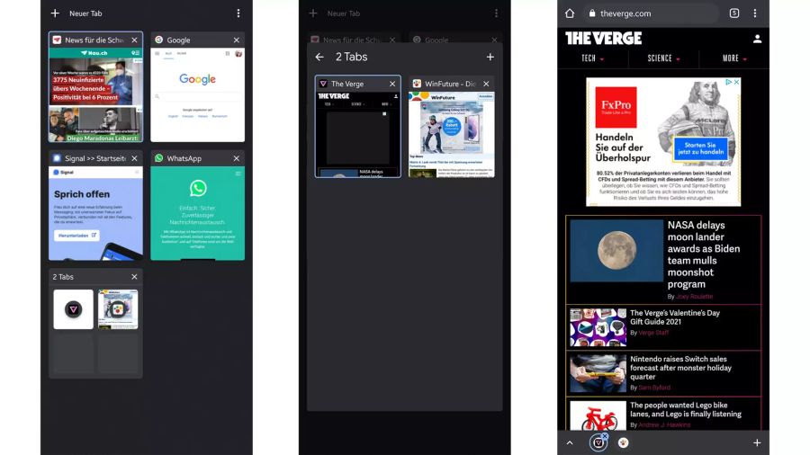 Google Chrome Tabs Android