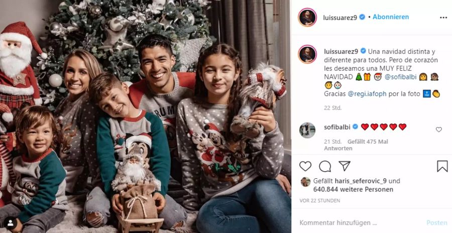 Atlético-Stürmer Luiz Suarez erlebt eine «etwas andere Weihnacht», als gewohnt.