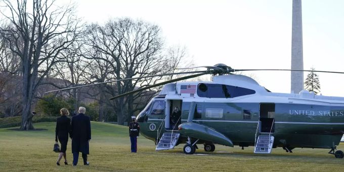 Melania und Donald flogen am Mittwoch, 20. Januar, von Washington nach Florida. melania trump