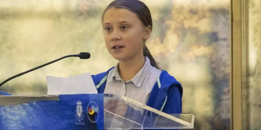 Greta Thunberg spricht in New York: Die 16-Jährige wird in diesem Jahr neben drei weiteren Preisträgern mit dem Alternativen Nobelpreis ausgezeichnet. Foto: Mary Altaffer/AP