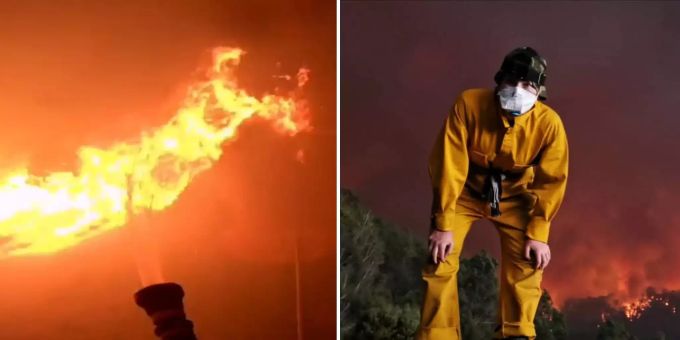 Dramatisches Video - Australierin kämpft mit Gartenschlauch gegen Feuer