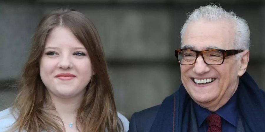 Martin Scorsese und seine Tochter Francesca bringen sich gegenseitig zum Lachen. Foto: Brian Lawless/Press Association/dpa