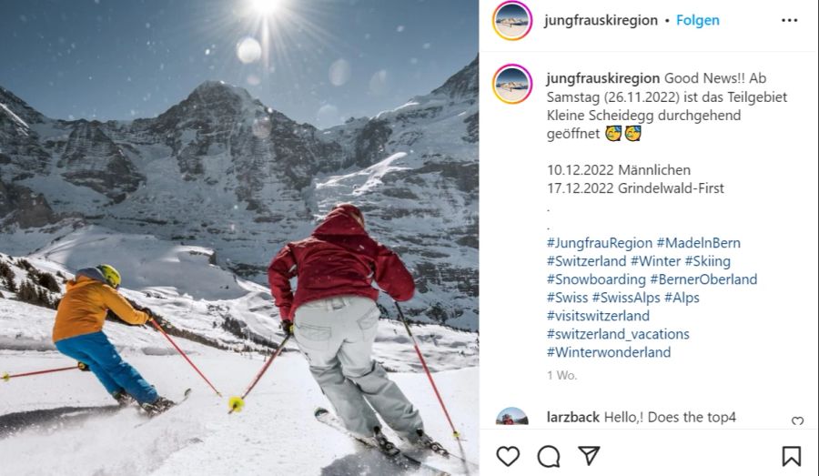 Im Teilgebiet Kleine Scheidegg in der Jungfrau-Skiregion sind die Pisten schon geöffnet. Bald nehmen auch andere Regionen den Betrieb auf.