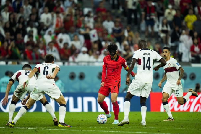 Son Heung-Min im Einsatz für Südkorea gegen Portugal an der WM 2022. WM 2022 Südkorea Son