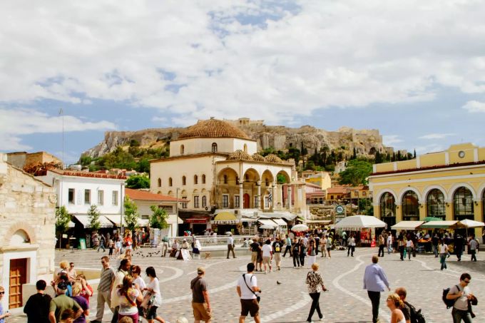 Das antike Athen war bereits eine Stadt der Fussgänger und das ist sich heute noch. Athen.